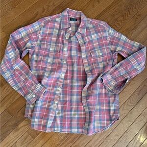 J. Crew Pink and Gray Plaid Button-Down Shirt cotton/lightweight like new
